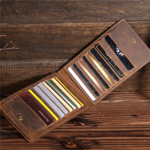 Men's Long Mobile Phone Bag Money Bag Head Layer Cowhide Crazy Ma Card Bag Wallet Card Clip Big Card Clip Thin - Image 10