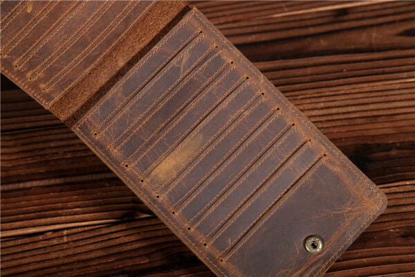 Men's Long Mobile Phone Bag Money Bag Head Layer Cowhide Crazy Ma Card Bag Wallet Card Clip Big Card Clip Thin - Image 9